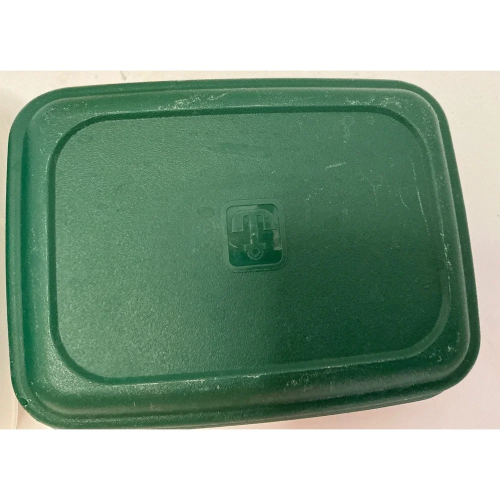 Anchor Hocking Vintage Food Storage Containers Green Lids Set of 2 Kitchenware